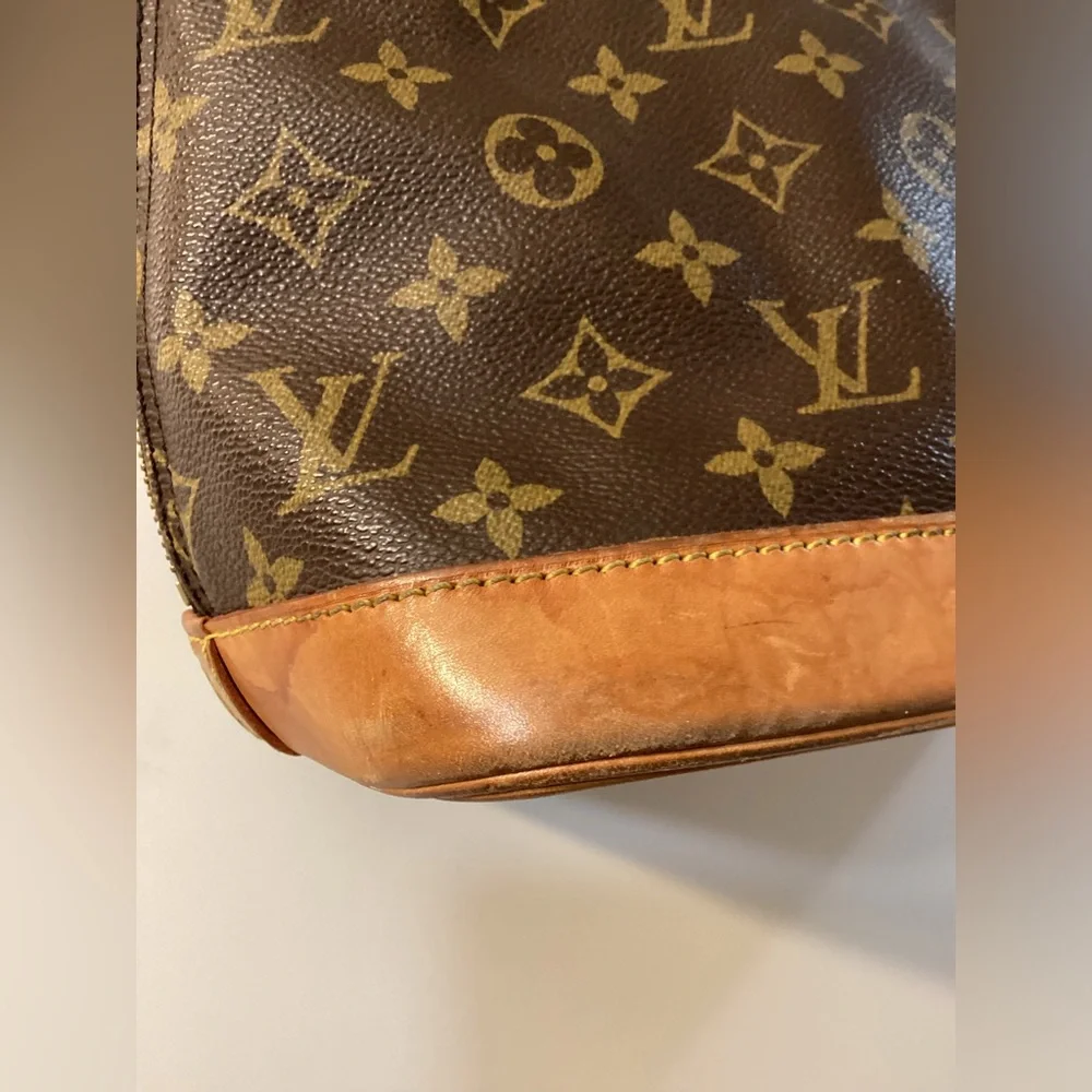 Louis Vuitton Monogram Alma Handbag Brown Coated Canvas Leather
